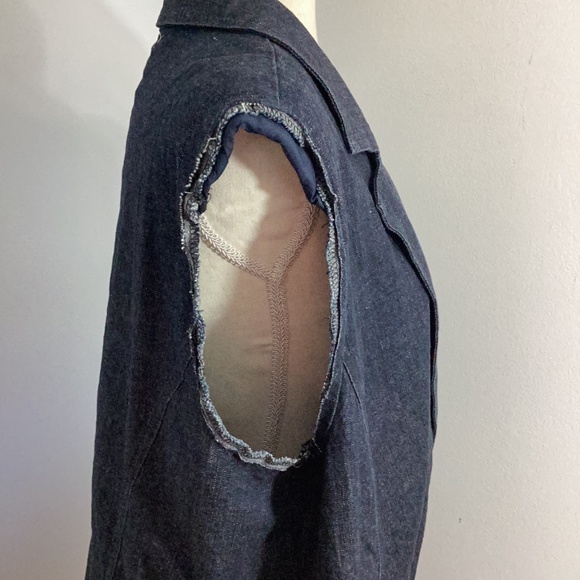 NWT COMFORT DENIM PLUS 4X DARK DENIM VEST RAW DETAILS - Picture 10 of 11